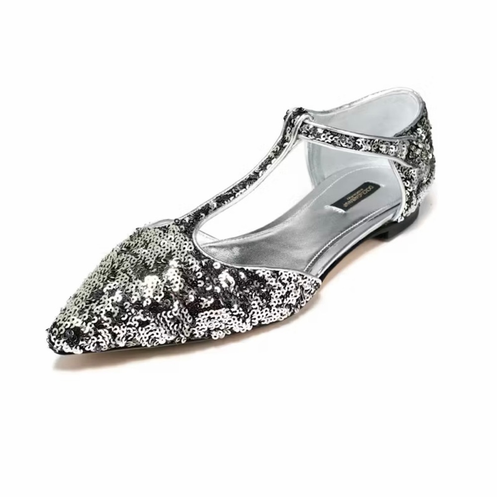 Dolce & Gabbana Silver Sequin Flats
